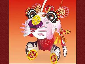 虎年紙雕折紙藝術燈籠